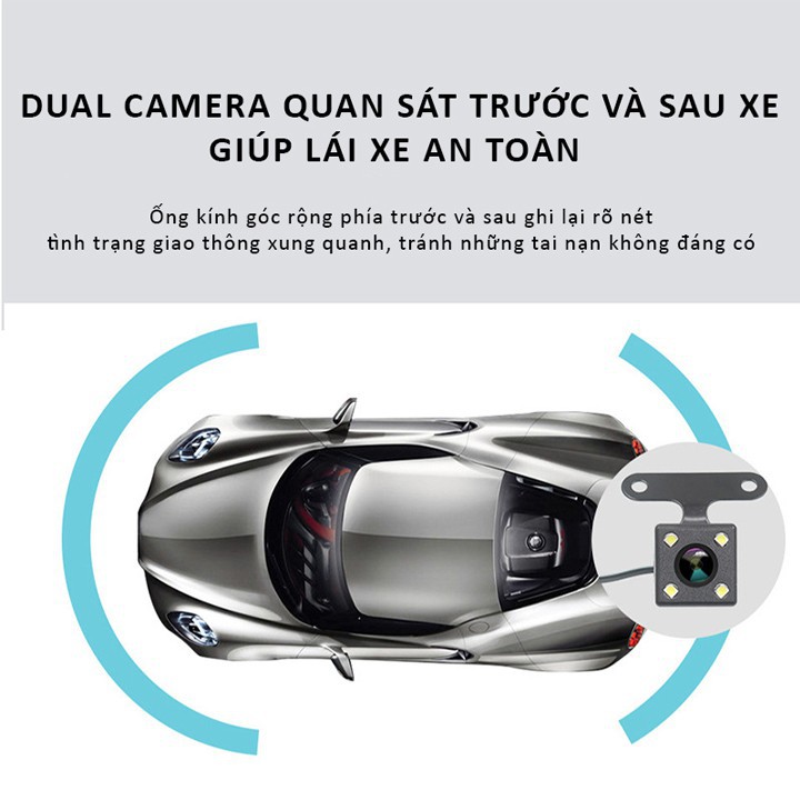 Camera hành trình ô tô màn hình cảm ứng 4 inch full HD 1080, tích hợp camera lùi 720 lắp oto, xe hơi sắc nét