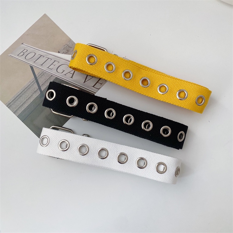 Thắt Lưng Vải Canvas Phối Lỗ Kim Loại Thời Trang hip hop Hàn Quốc Cá Tính Cho Nam Và Nữ