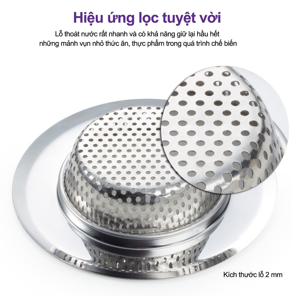 Sét 2 dụng cụ lọc rác bồn rửa chén inox loại lớn cao cấp