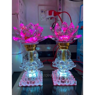 ĐÈN THỜ PHA LÊ HOA SEN (1CẶP) 23CM