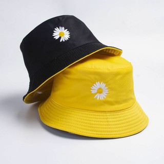 Mũ nón rộng vành hoa cúc, mũ bucket hoa cúc rộng vành 2 mặt
