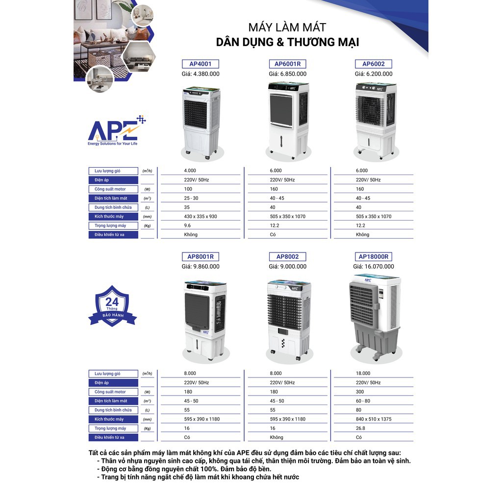 MÁY LÀM MÁY KHÔNG KHÍ APE AP18000R - BẢO HÀNH 2 NĂM TOÀN QUỐC