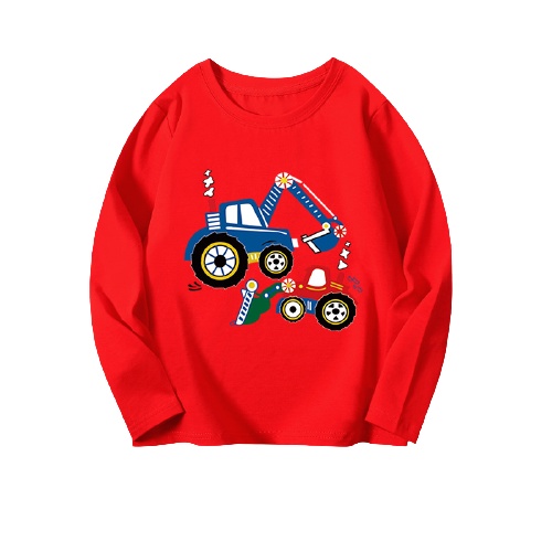 Áo phông dài tay cho bé trai chất cotton In hình máy xúc  từ 7-28kg - SUMO KIDS