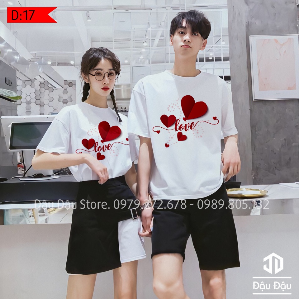 áo thun tay ngắn áo đôi áo cặp trái tim love
