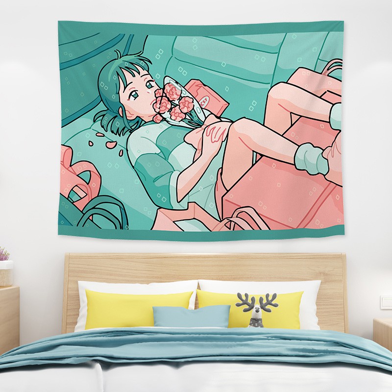 [ĐẸP - SẴN] Tranh vải Decor chàng trai cô gái anime - (TẶNG kèm 01 bộ móc treo 10k)