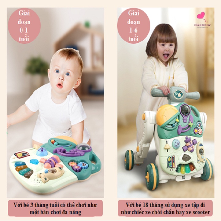 Xe Tập Đi Đa Năng Biến Đổi 5 Chức Năng Kèm Bàn Chơi Phát Nhạc Cho Bé