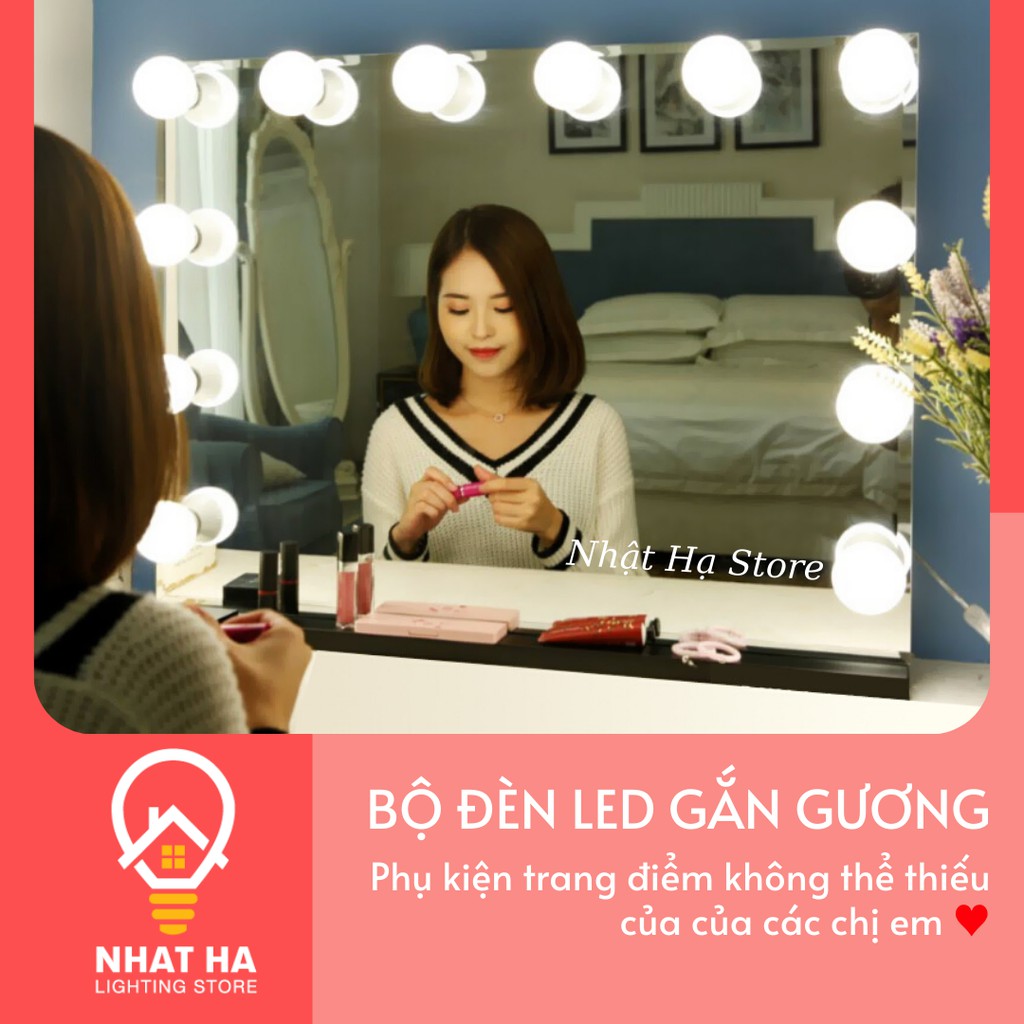 Đèn Led Dán Gương Trang Điểm Tiện Lợi, Trang Trí Gương Cực Sáng - Bộ 10 Bóng BL034 Tăng Giảm Ánh Sáng 5 Chế Độ