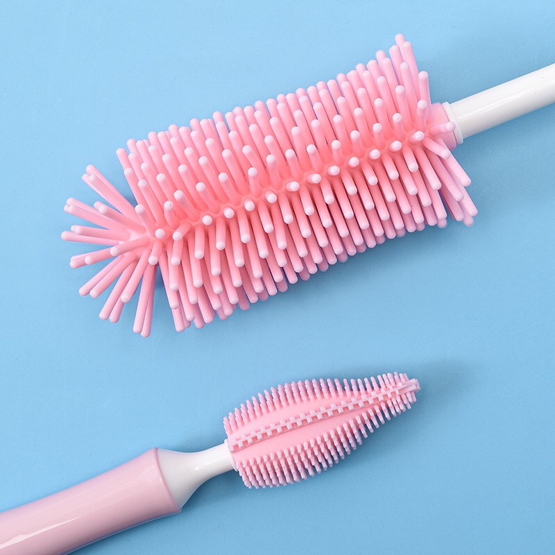 Cọ rửa bình sữa Silicon cao cấp tay cầm xoay 360 độ gồm 3 chi tiết dùng cho mọi loại bình