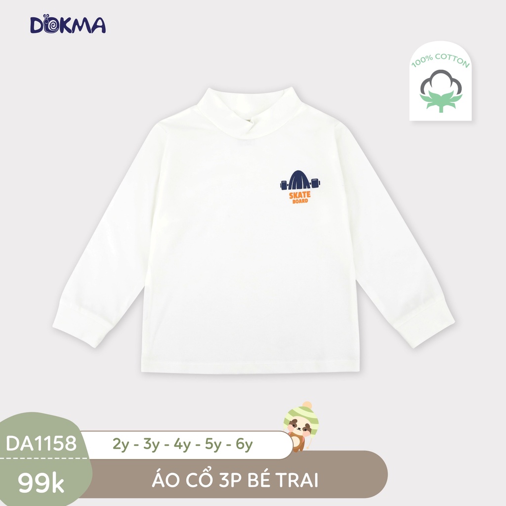 DA1160 Áo cổ 3 phân dài tay bé trai Dokma vải cotton mỏng (2-6T)
