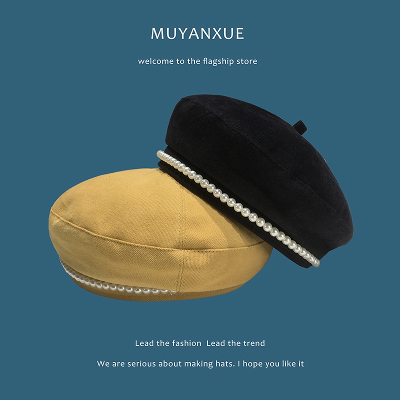 Mũ nồi đính ngọc trai giả phong cách Hàn Quốc thời trang nữ