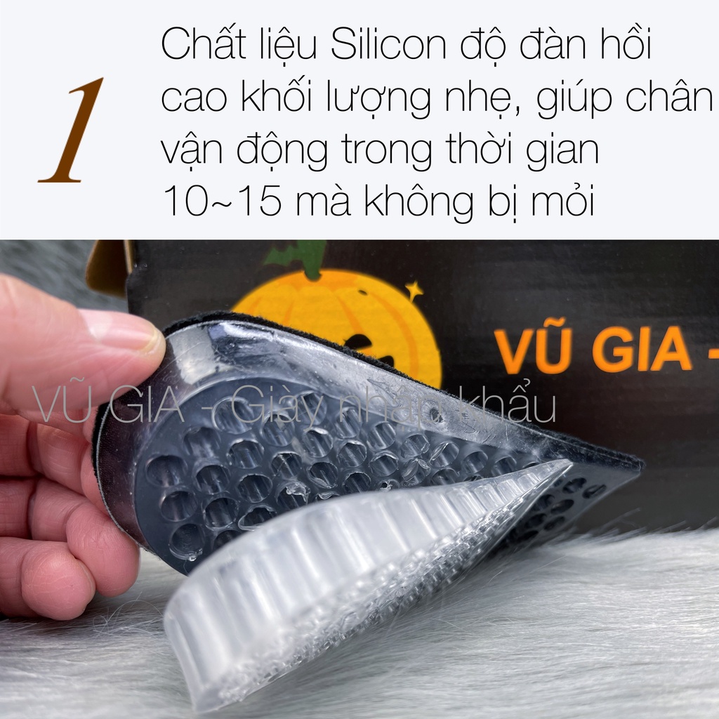 Lót giày tăng chiều Cao Silicon Phân tầng 2 lớp tăng tối đa 4cm Nhập khẩu chính hãng VŨ GIA