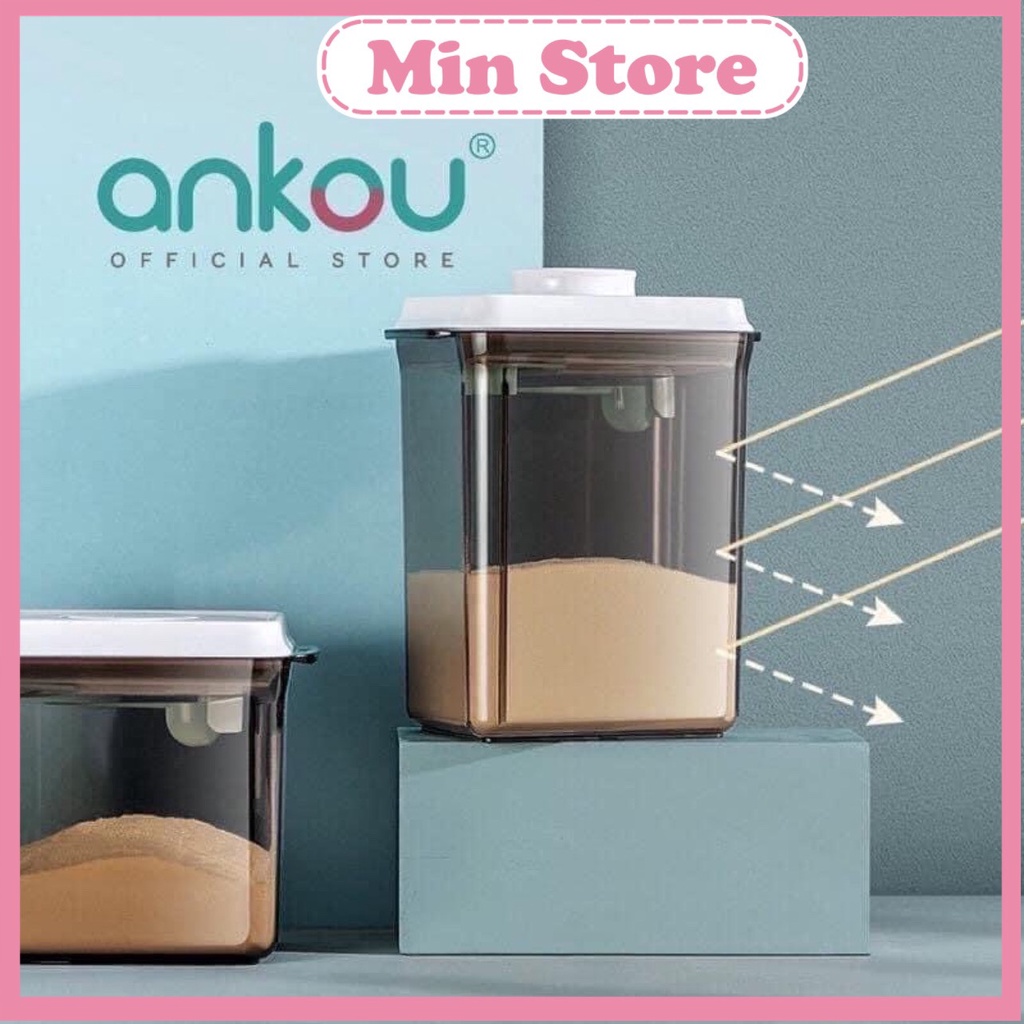 TẶNG STICKER- Hộp đựng sữa bột hút chân không Ankou, Hộp Ankou đựng 700 và 900g sữa bột Chính Hãng