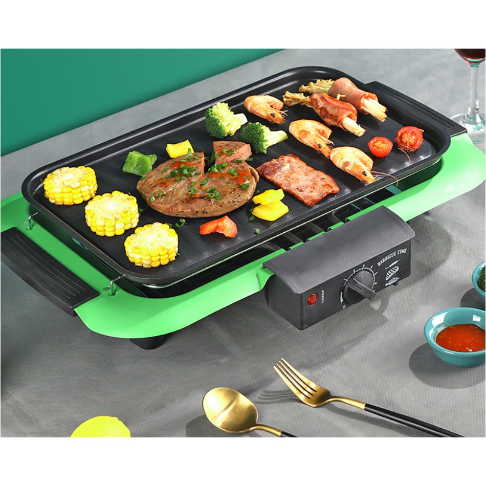 <BH 1 năm>BẾP NƯỚNG ĐIỆN KHÔNG KHÓI ELECTRIC BARBECUE GRILL (Vàng 2000w)(bán buôn - bán lẻ)