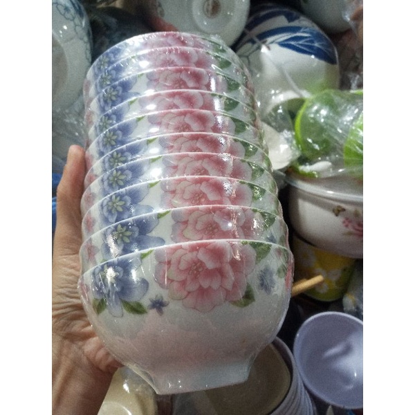 bát cơm, chén cơm Ck ( set 10 chén) hoa văn