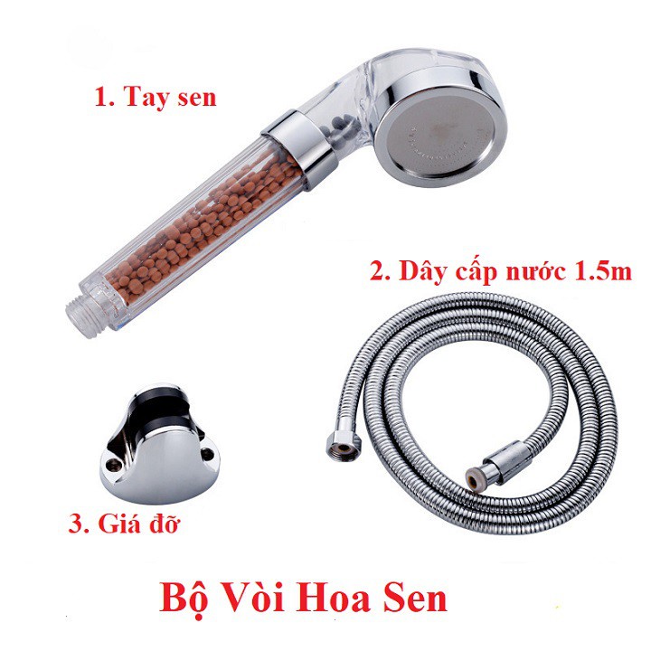 Bộ vòi hoa sen tăng áp siêu bền- Tăng áp siêu mạnh có hạt lọc kháng khuẩn nhựa nhựa trong