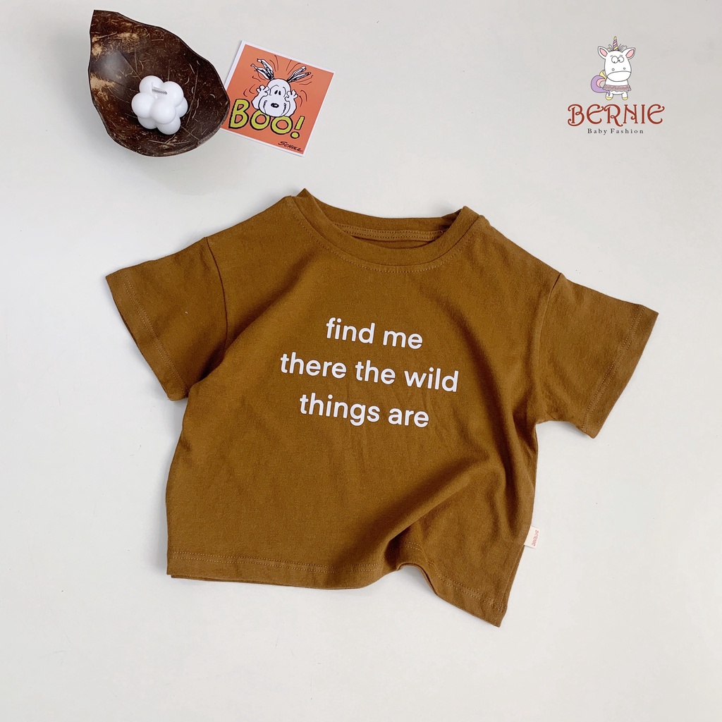 BERNIE - Áo Thun Cotton In Chữ Unisex Kiểu Dáng Thời Trang Cho Bé Trai Bé Gái