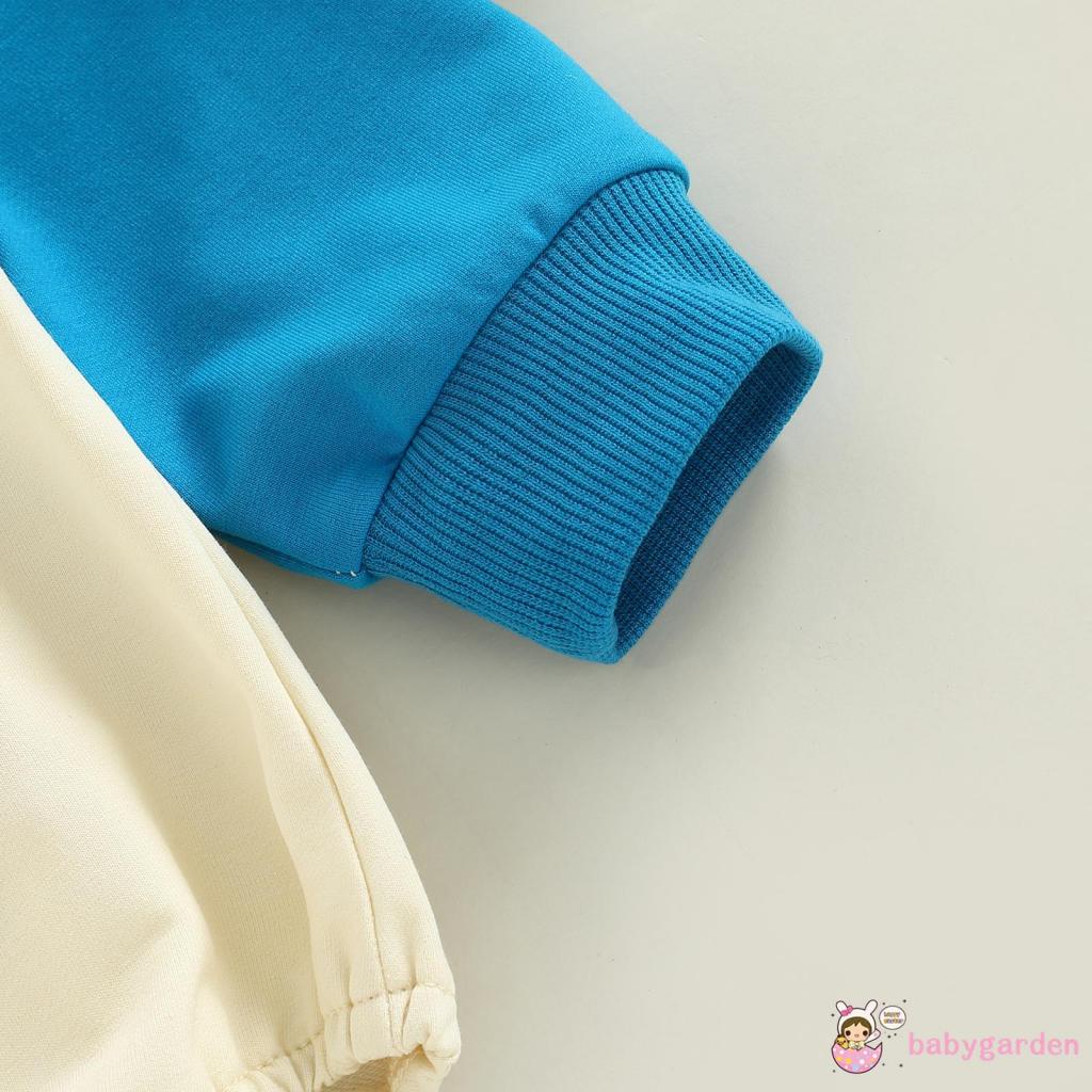 Áo Liền Quần Tay Dài Cổ Tròn In Chữ Màu Sắc Tương Phản Thời Trang Cho Bé Gái 0-18 Tháng Tuổi