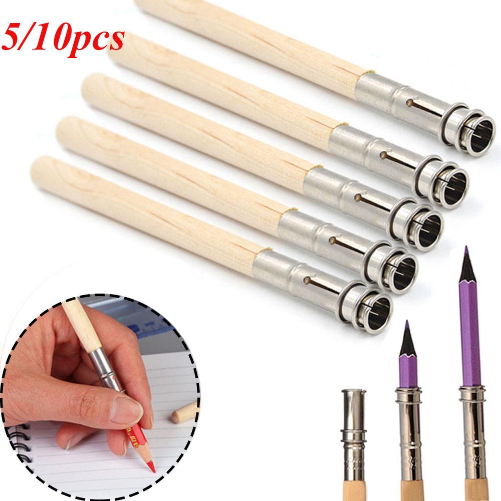PISTA Set 5 / 10 Dụng Cụ Nối Dài Bút Chì Bằng Kim Loại Có Thể Điều Chỉnh