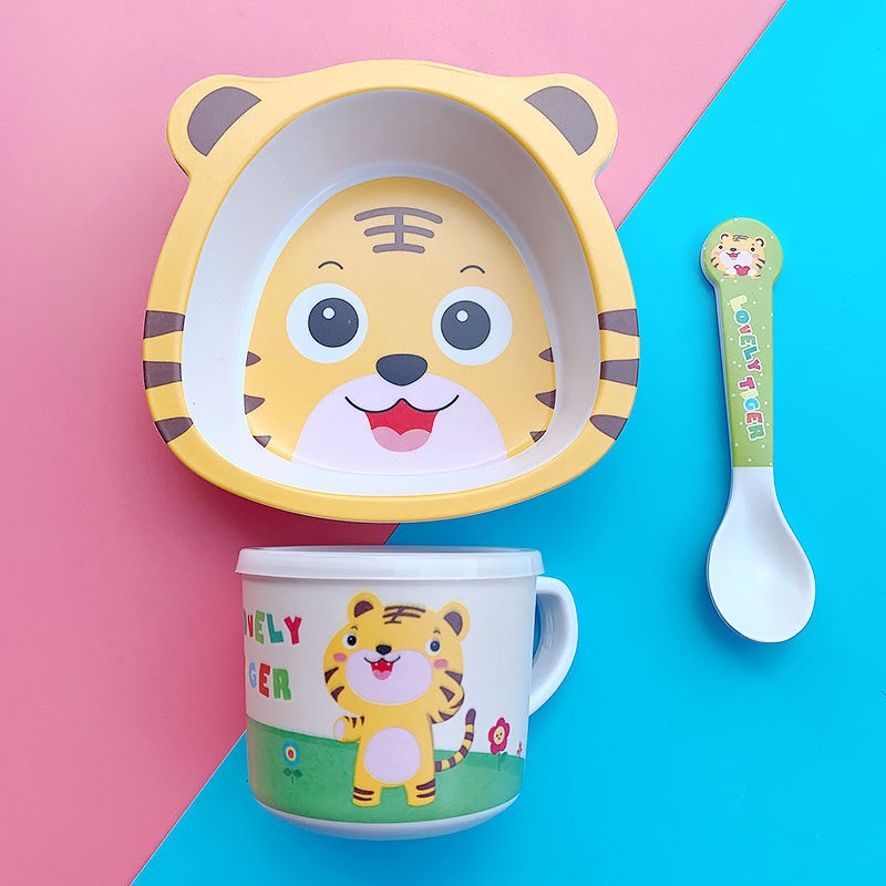 Hàng Có Sẵn / / Bộ Bát Đĩa Ăn Chia Ngăn Hoạt Hình Chú Hổ Con Dễ Thương Dành Cho Trẻ Em Gia Đình Gi