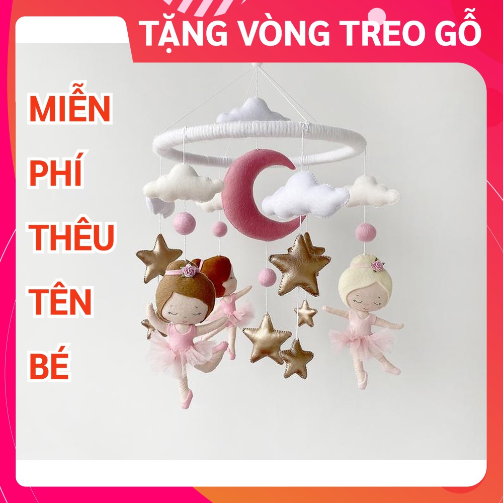 [MIỄN PHÍ THÊU TÊN BÉ] Đồ chơi treo nôi cho bé kích thích thị giác CoCo Kids, có nhạc tự xoay mẫu CÔNG CHÚA 2