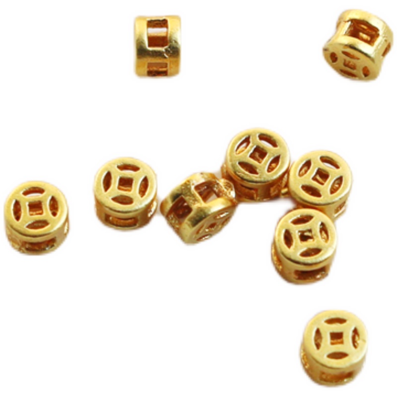 Set 10 Hạt Xâu Chuỗi 3mm Màu Vàng Đồng 18k Mặt Nhám Dùng Để Làm Trang Sức diy