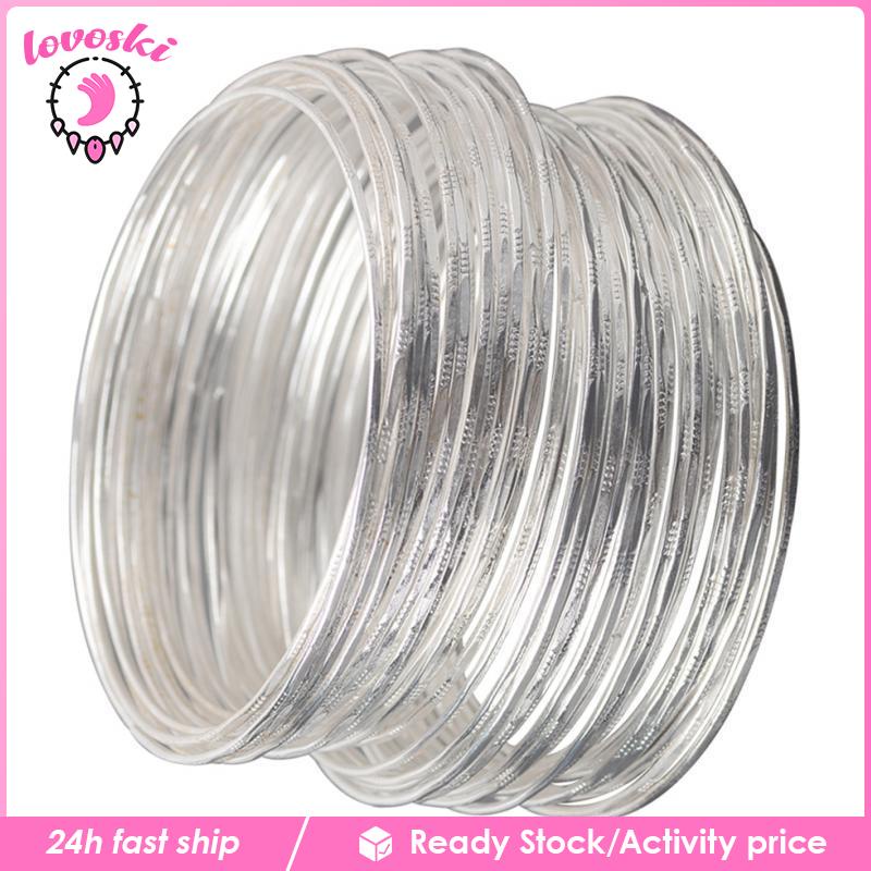 [Lovoski] Set 50 Vòng Tay Hợp Kim Bạc Phong Cách Ấn Độ Cho Nữ