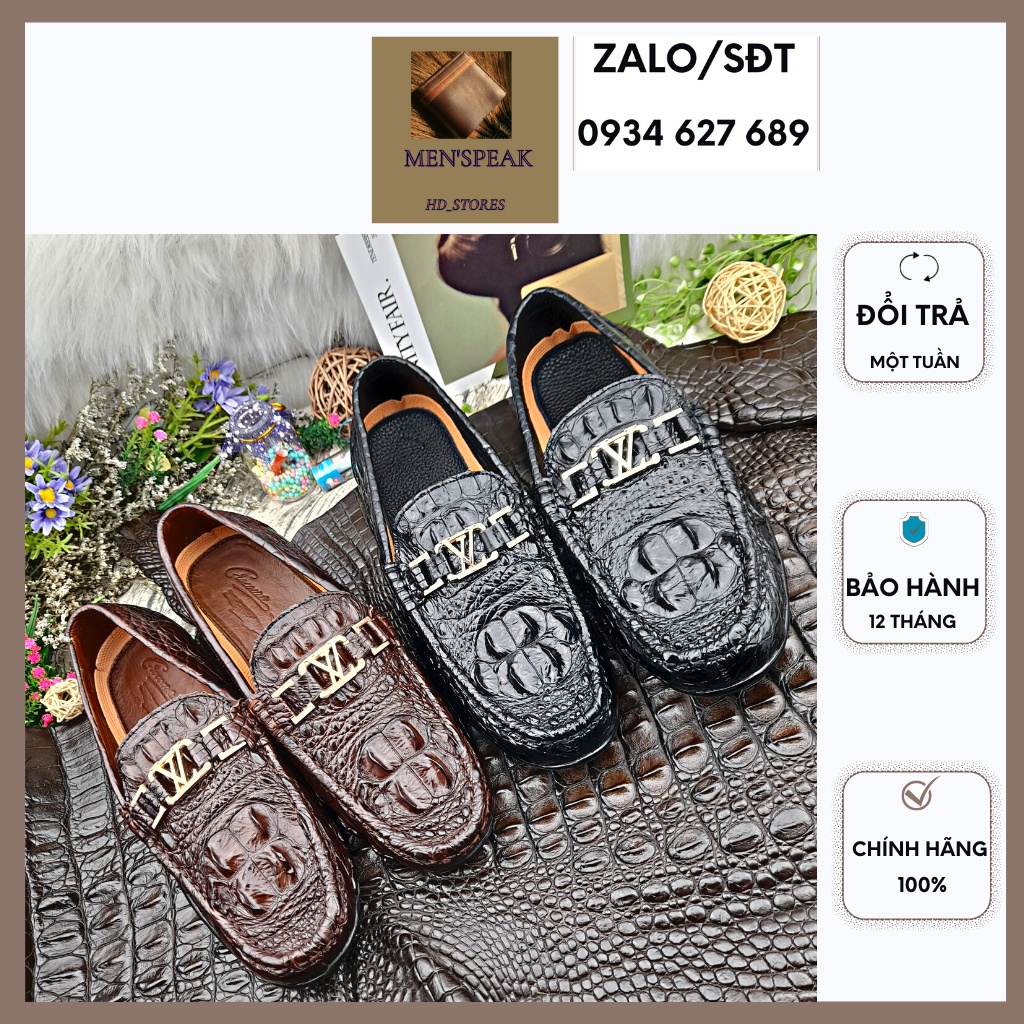 Giầy da, giầy nam da cá sấu màu đen màu nâu.
