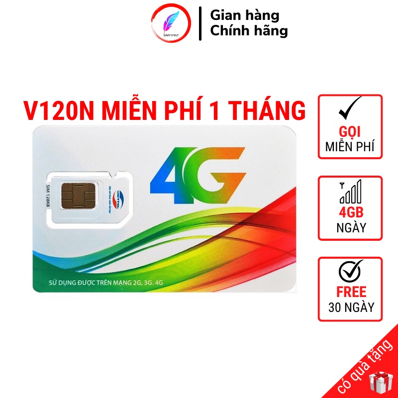 Sim 4G Viettel V120N - V120Z - CT90 120GB/Tháng, 4GB/Ngày, Gọi Miễn Phí Viettel