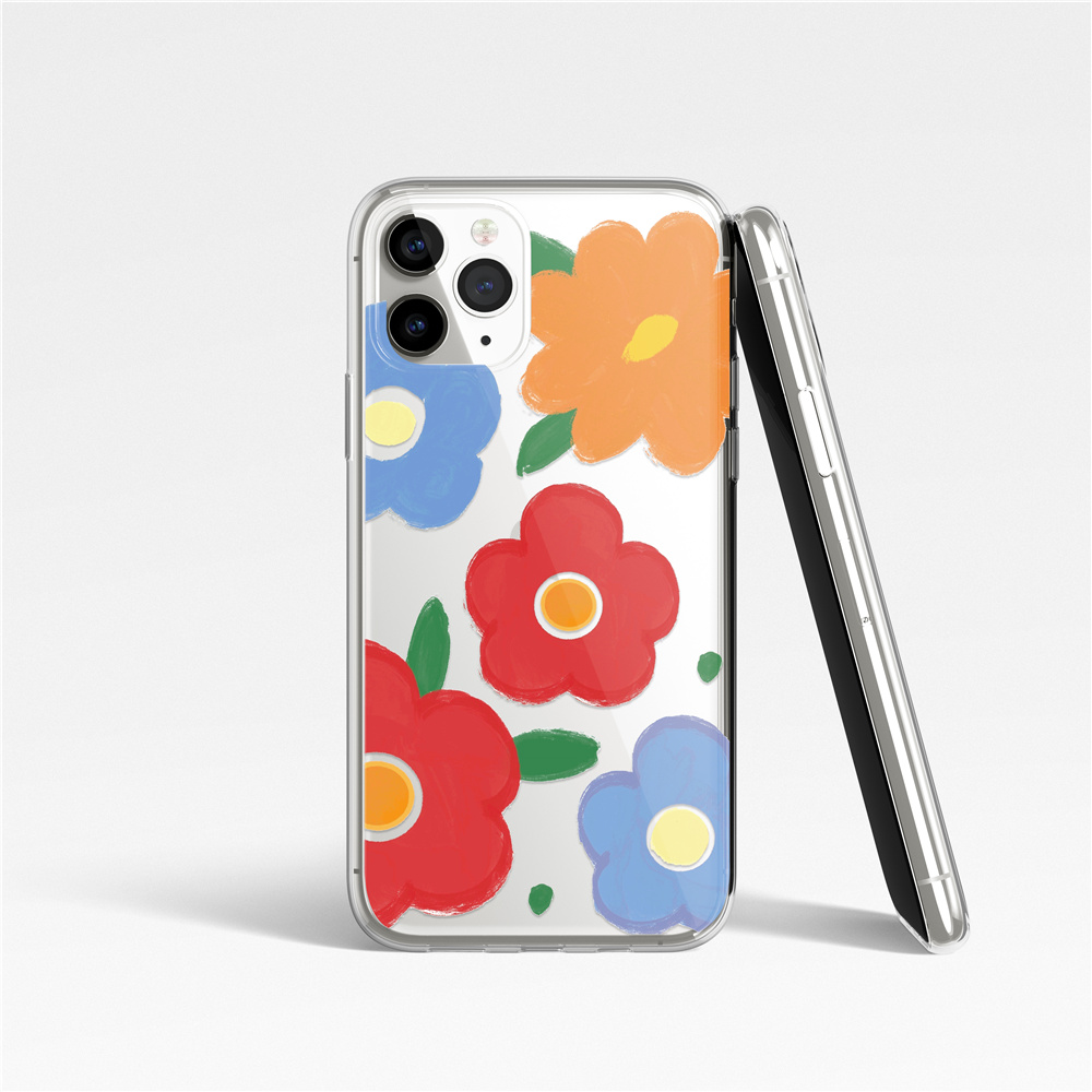 iPhone 12 PRO MAX iPhone 11 pro max iPhone x xr xs max iPhone 8 plus 7 plus SE2020 6 6s Plus Oil painting flowers Casing Phone Case Transparent Soft TPU Cover