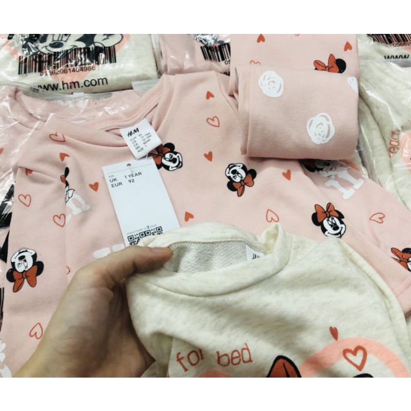 Set 2 bộ nỉ da cá Minnie HM cho bé gái