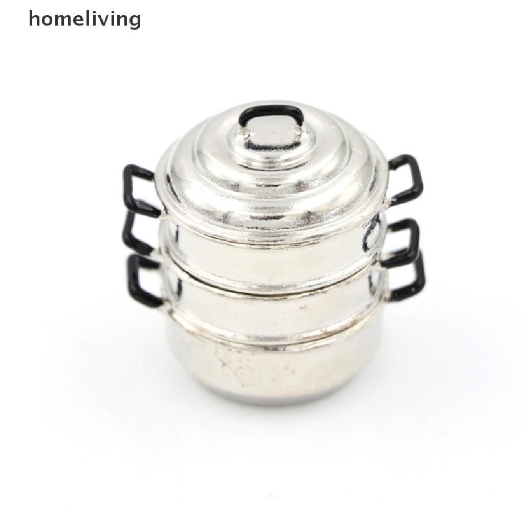 Mô Hình Nồi Hấp 3 Tầng Bằng Kim Loại Trang Trí Nhà Búp Bê 1: 12