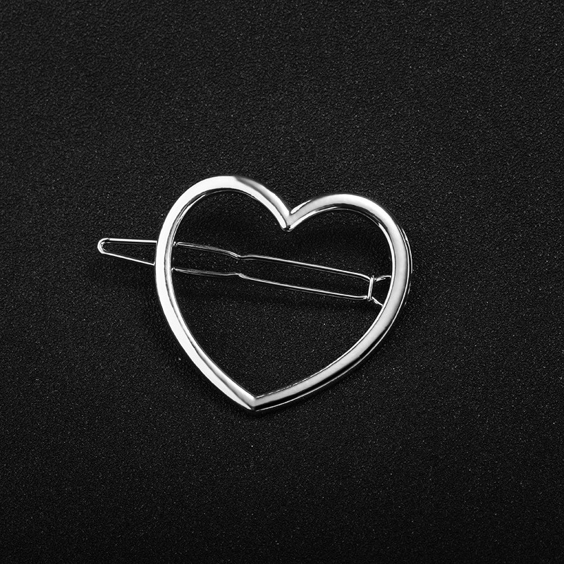 Kẹp Tóc Hình Trái Tim Màu Vàng Bạc Thiết Kế Đơn Giản Sáng Tạo