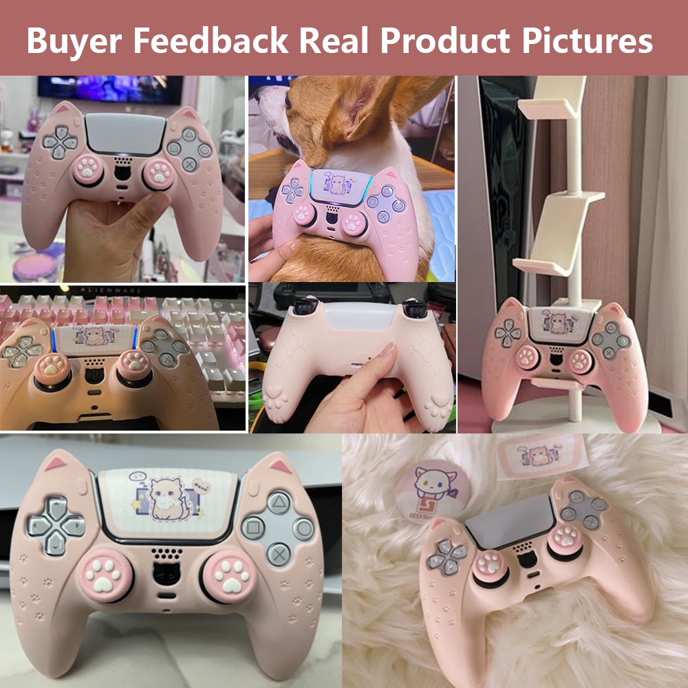 Vỏ Bọc Tay Cầm Chơi Game PS5 Bằng Silicon Mềm Hình Tai Mèo Dễ Thương