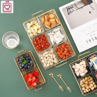 Khay mứt đựng bánh kẹo Tết vuông -hũ thủy tinh xanh, trắng giá sắt nắp trong suốt