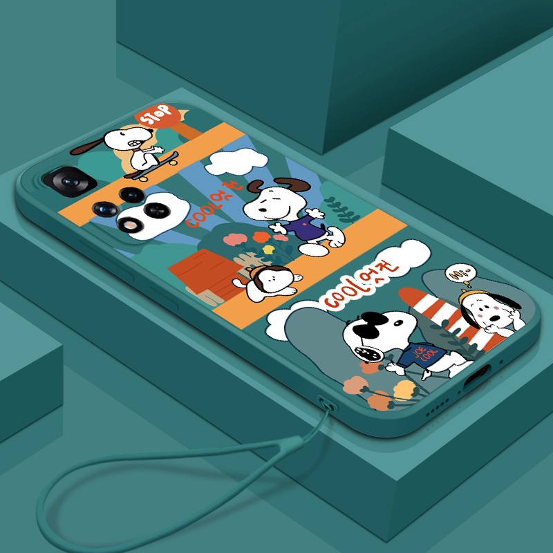 Ốp Điện Thoại Silicon In Hình Snoopy Có Dây Đeo Cho Redmi 10 Redmi 9 Redmi 8 Redmi 7