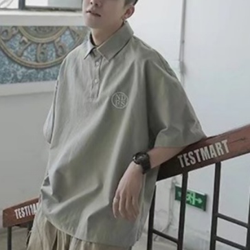 Áo Thun Polo Màu Trơn Dáng Rộng Phong Cách Hàn Quốc Thời Trang Cho Nam