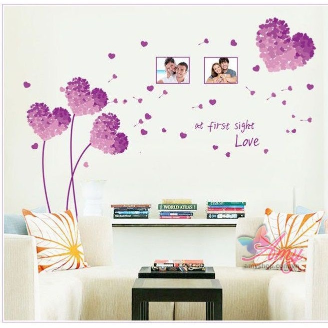 (FREESHIP 50k) Hình dán tường decal trái tim màu tím - DH050 - decal amyshop