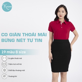 Áo thun nữ cổ trụ size thường - Màu đỏ đô