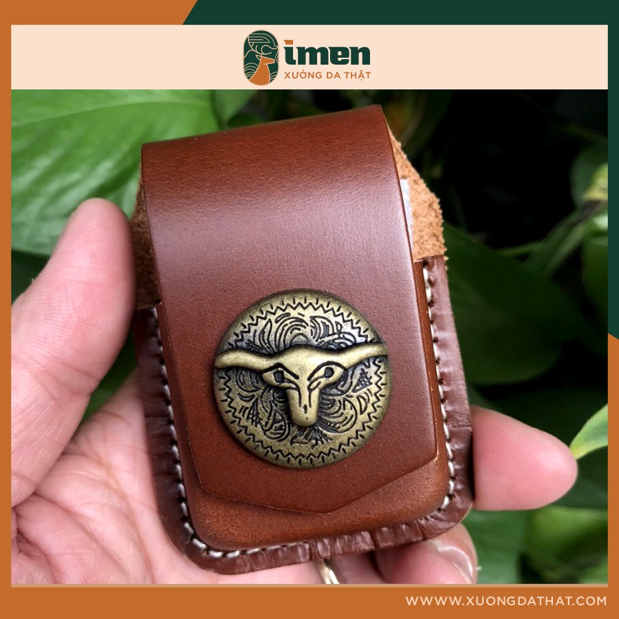 Bao da Zippo gắn thắt lưng , bao da bò Handmade