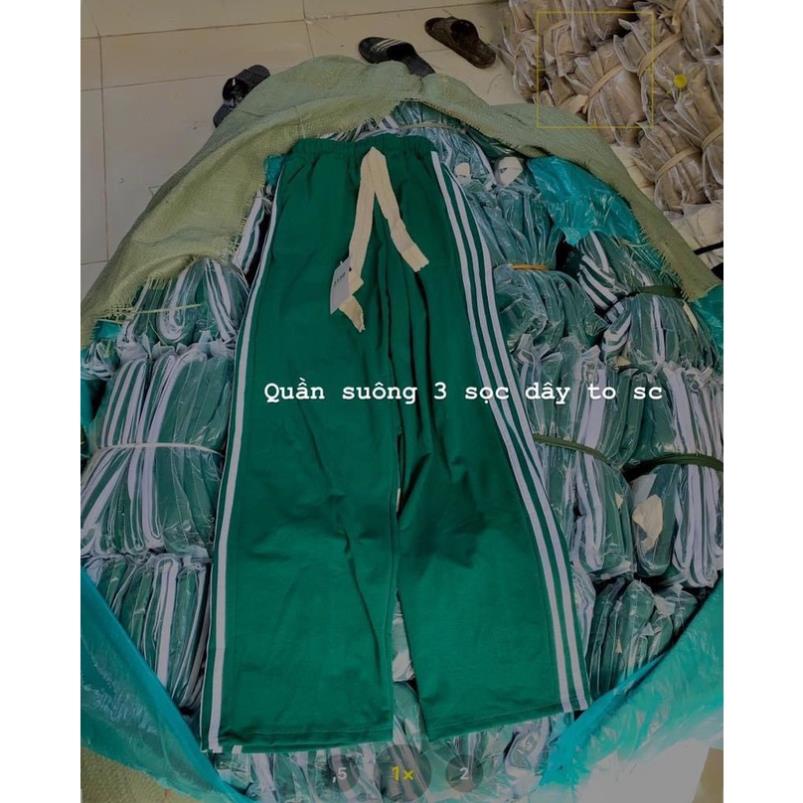 Quần Óng Rộng Xanh 3 Sọc Nam Nữ Dáng Rộng Unisex Cạp Chun Co Dãn Uzzlang Hàn Quốc Hottrend