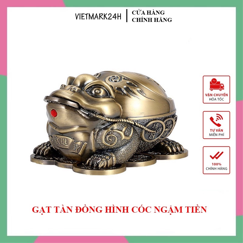 Gạt tàn thuốc lá bằng đồng hình con cóc ngậm tiền xu