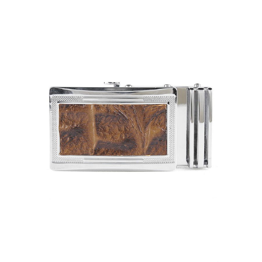 Đầu khóa Huy Hoàng mặt da bò nâu khóa kim loại bạc HP9117