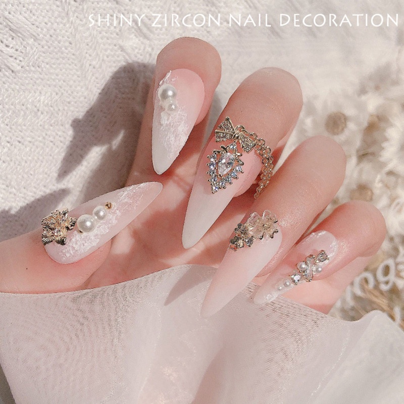 Phụ Kiện Hoa Đính Đá Trang Trí Móng Tay Sang Trọng