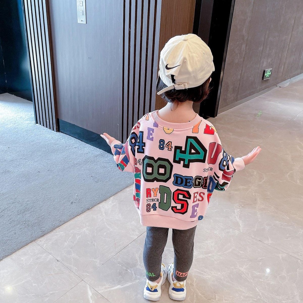 [~Sản Phẩm Dễ Thương~] Bộ Áo Sweater Cotton Màu Trơn Phong Cách Hàn Quốc Thời Trang Xuân Thu Cho Bé Gái