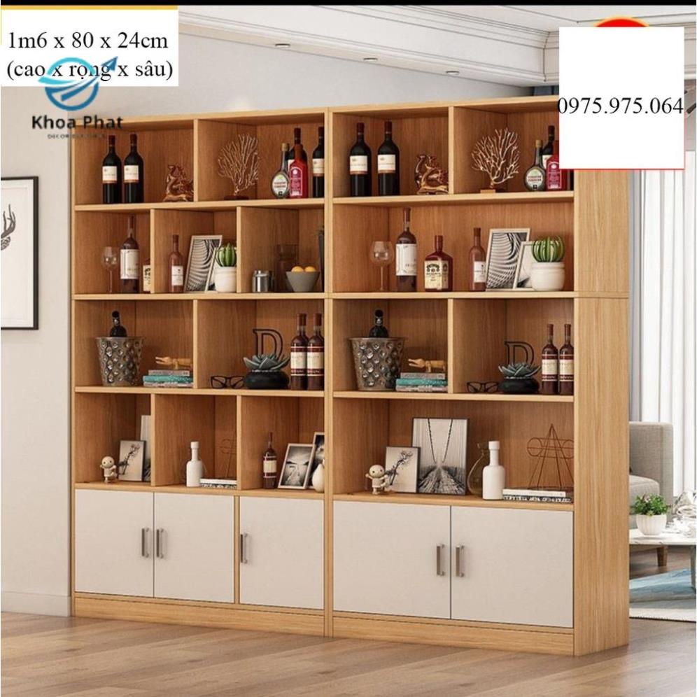 TỦ SÁCH GỖ KIÊM VÁCH NGĂ, TỦ ĐỂ ĐỒ HIỆN ĐẠI - KHOA PHÁT 3