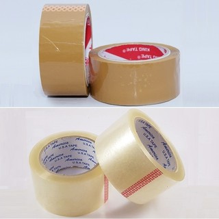 2 Cuộn Băng Keo Trong hoặc Đục 100 Yard 200 Yard Đóng Hàng Hóa Siêu Dính - Băng Keo Trong, Đục (Vàng) Đóng Thùng