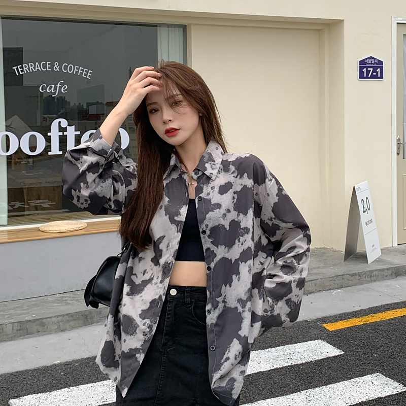 Áo Sơ Mi Nữ Tay Dài Dáng Rộng Phong Cách Retro Thời Trang