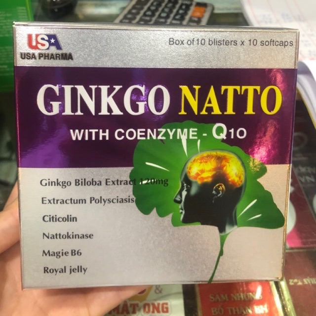 Viên bổ não Ginkgo Natto Q10 Tím (hộp 100 viên)