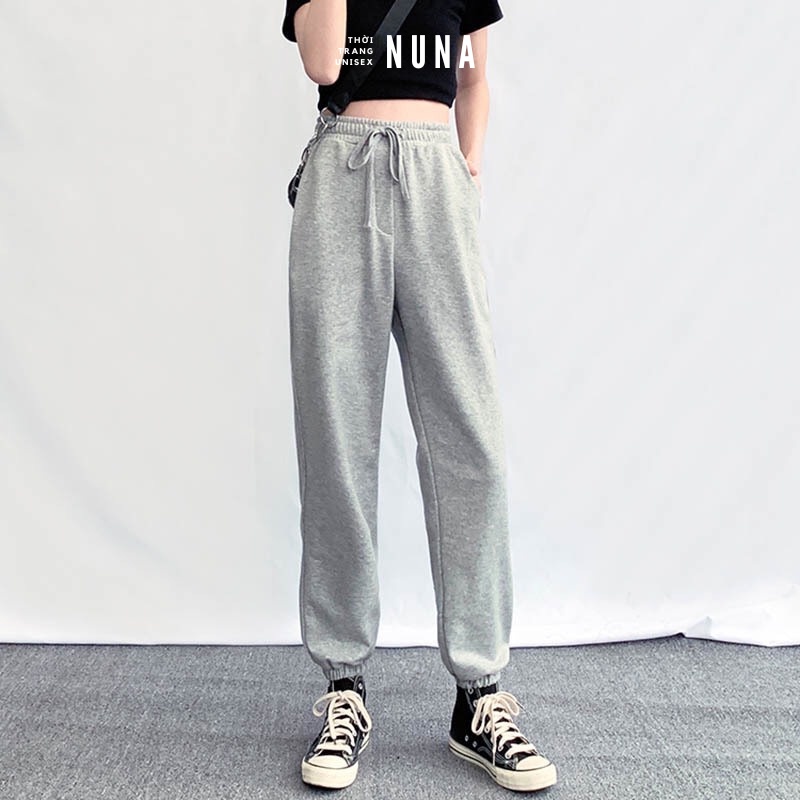 Quần bom chun ống -quần joger trơn unisex full màu MQ01