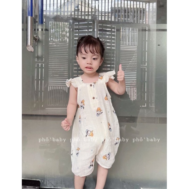 body, bộ vịt dolnal/ gấu bé gái bé trai chất liệu xô muslin cao cấp